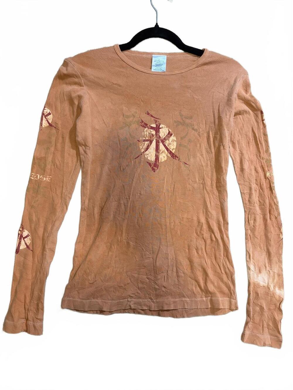 Sledge USA T-Shirt Womens XL Brown Long Sleeve Graphic Print Crew Neck Y2K